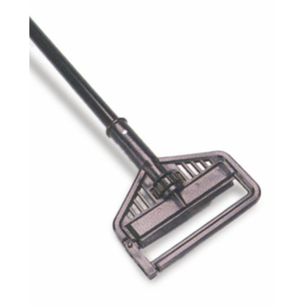 HEAVYDUTY MOLDED PLASTIC, SCREWTYPE HEAD IS ATTACHED TO AN EXTRUDED 15/16 X 60 VINYLCOATED STEEL HANDLE. THE PLASTIC MOLDED, SWIVELHANDLE END CAP ALLOWS HANGING BETWEEN USES.