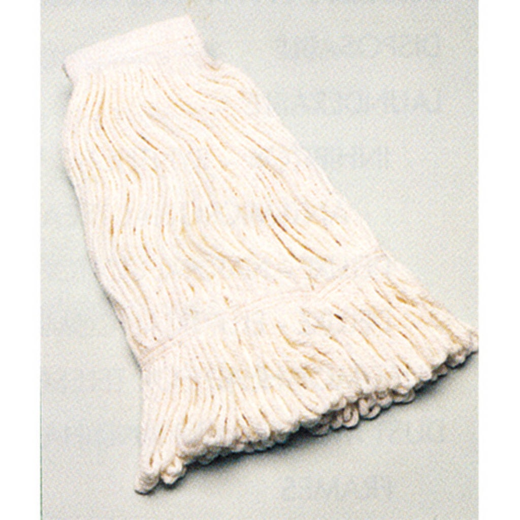 FINISHING MOP IS 4PLY WITH 40% RAYON AND 60% POLYESTER BLEND YARN. DESIGNED FOR SPREADING FLOOR FINISH. HAS LOOPEDEND CONSTRUCTION WITH PRESHRUNK TAIL BANDS AND 5 1/2 MESH HEADBAND WHICH ALLOWS MOP HEAD TO BE LAUNDERED.