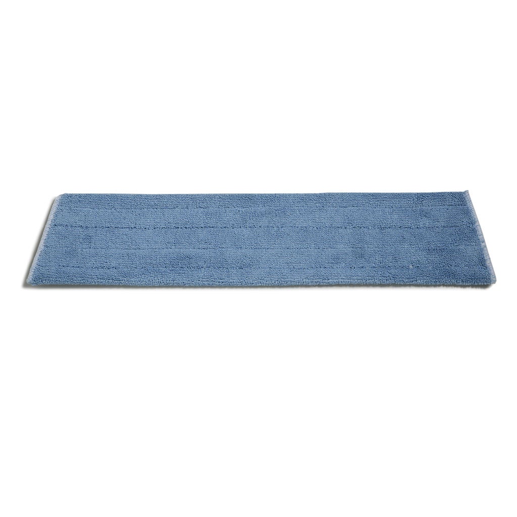 FLAT MOPS OFFER ROLLED EDGE CONSTRUCTION WITH FULL VELCRO BACKING PROVIDING EXCELLENT CLEANING PROPERTIES FOR BASEBOARD EDGES WHILE MAINTAINING EXCELLENT GRIP TO FRAME. BLUE MOP IS DESIGNED FOR WET MOPPING WHILE YELLOW IS FOR DRY MOPPING. MICROFIBER MOPS 