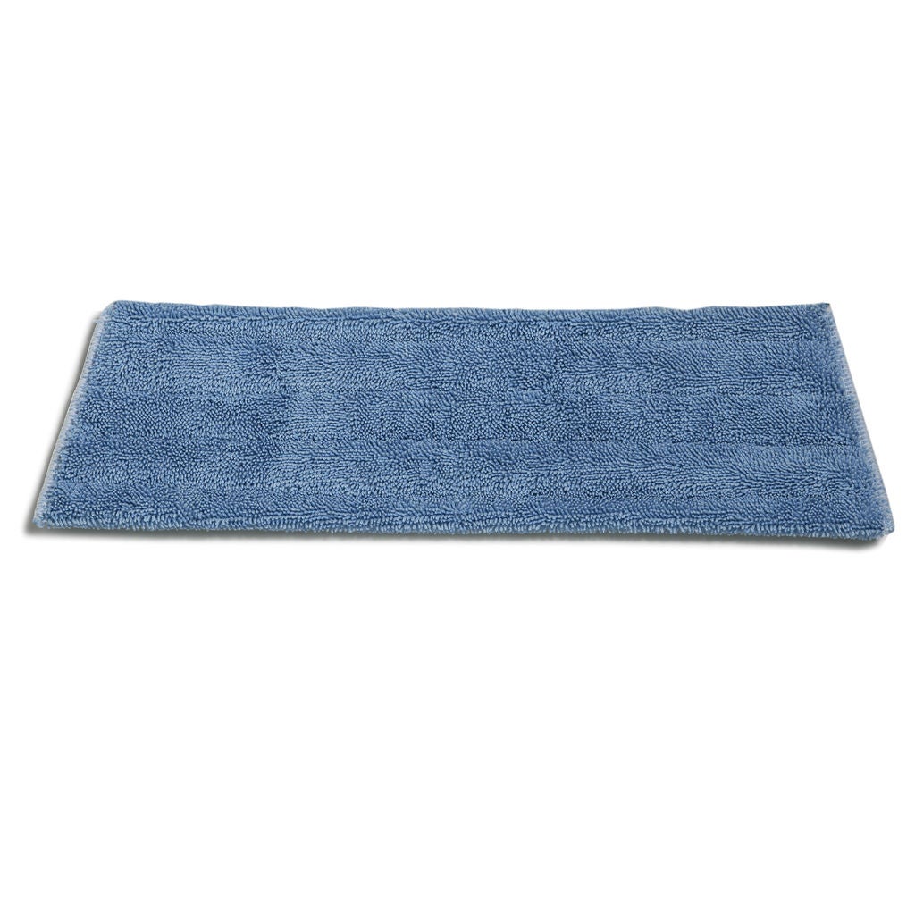 FLAT MOPS OFFER ROLLED EDGE CONSTRUCTION WITH FULL VELCRO BACKING PROVIDING EXCELLENT CLEANING PROPERTIES FOR BASEBOARD EDGES WHILE MAINTAINING EXCELLENT GRIP TO FRAME. BLUE MOP IS DESIGNED FOR WET MOPPING WHILE YELLOW IS FOR DRY MOPPING. MICROFIBER MOPS 