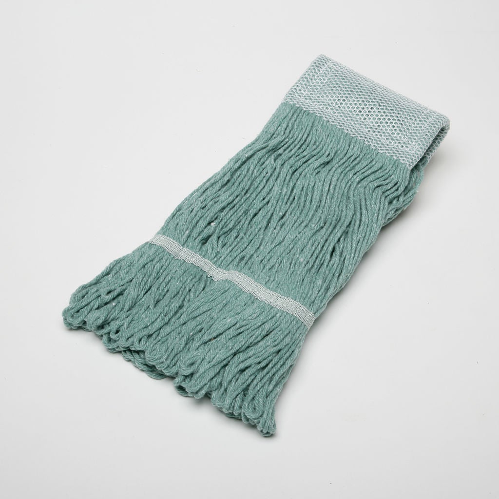 PREMIUM MOP HEADS FEATURE NEW AND IMPROVED ANTIMICROBIAL YARNS WITH FOSSHIELD?, A NATURALLY SAFE, SILVER AND COPPER ION INFUSED FIBER PROTECTED WITH AGION? TECHNOLOGY, WHICH PREVENTS THE GROWTH OF BACTERIA, MOLD AND MILDEW WHILE REDUCING ODORS. LOOPEDEND,