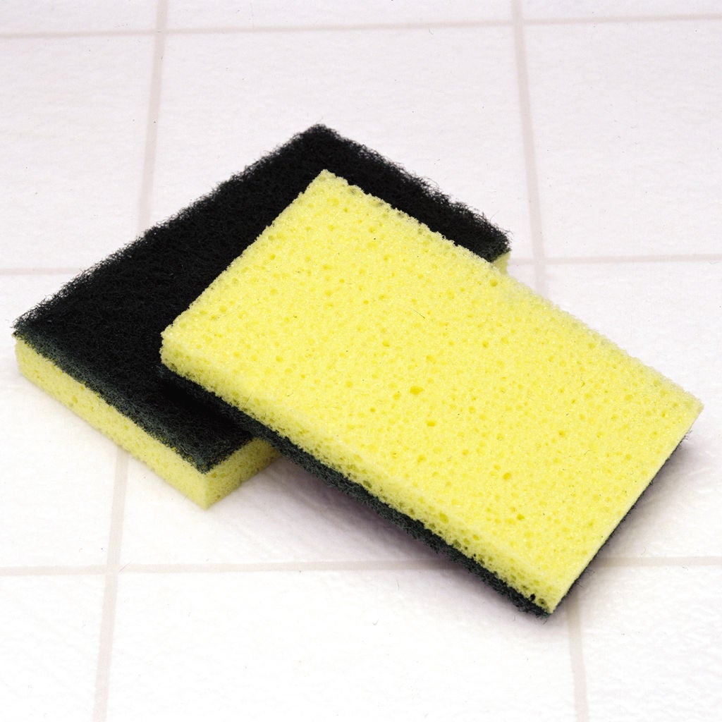 POLYURETHANE FOAM SPONGE BONDED TOGETHER WITH GREEN NONWOVEN SCRUBBER MATERIAL. EASYTOHOLD SPONGE IS 43/4 X 3 X 3/4. FOR USE ON METAL SURFACES. 12 PER BOX.
