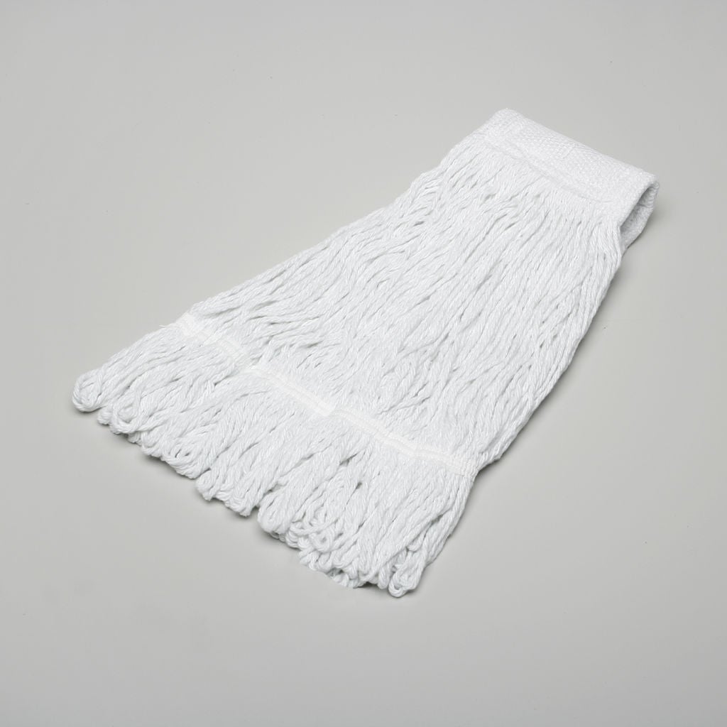 PREMIUM MOP HEADS FEATURE NEW AND IMPROVED ANTIMICROBIAL YARNS WITH FOSSHIELD?, A NATURALLY SAFE, SILVER AND COPPER ION INFUSED FIBER PROTECTED WITH AGION? TECHNOLOGY, WHICH PREVENTS THE GROWTH OF BACTERIA, MOLD AND MILDEW WHILE REDUCING ODORS. LOOPEDEND,
