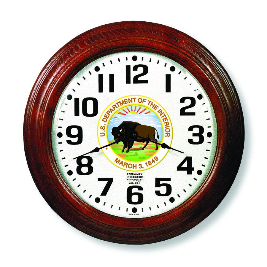 Clock, Wall, Mahogany, Custom Logo, 16 Quartz