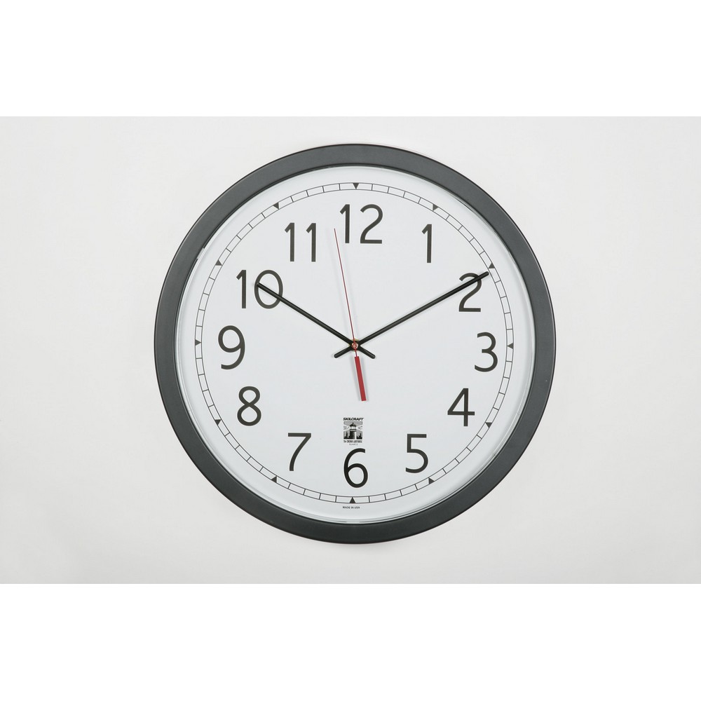 SelfSet Wall Clock  Battery Operated  Plastic Contemporary Frame  16.5 Diameter  Black Case/White Face 16.5 Diameter Black