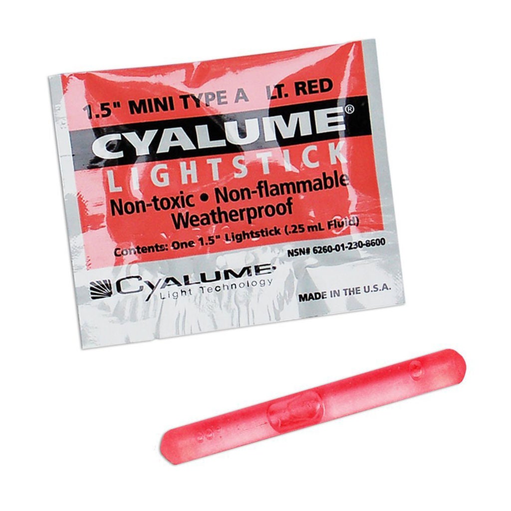 Chemical Light Sticks  Lightstick, Waterproof, 1.5, Red, 4 Hours, 50/BX. NSN 6260012308600