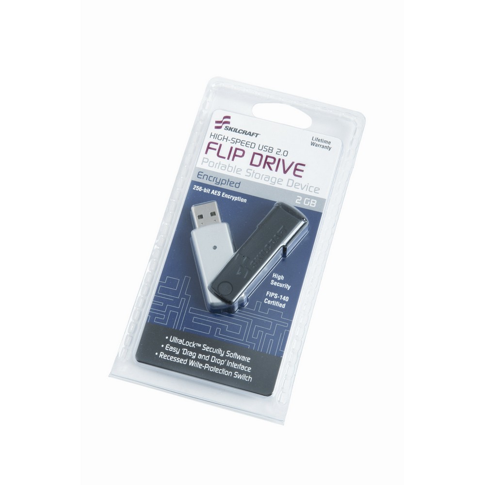 SKILCRAFT USB AES Encrypted Drive  2GB 2GB Silver Level 1 Encrypted