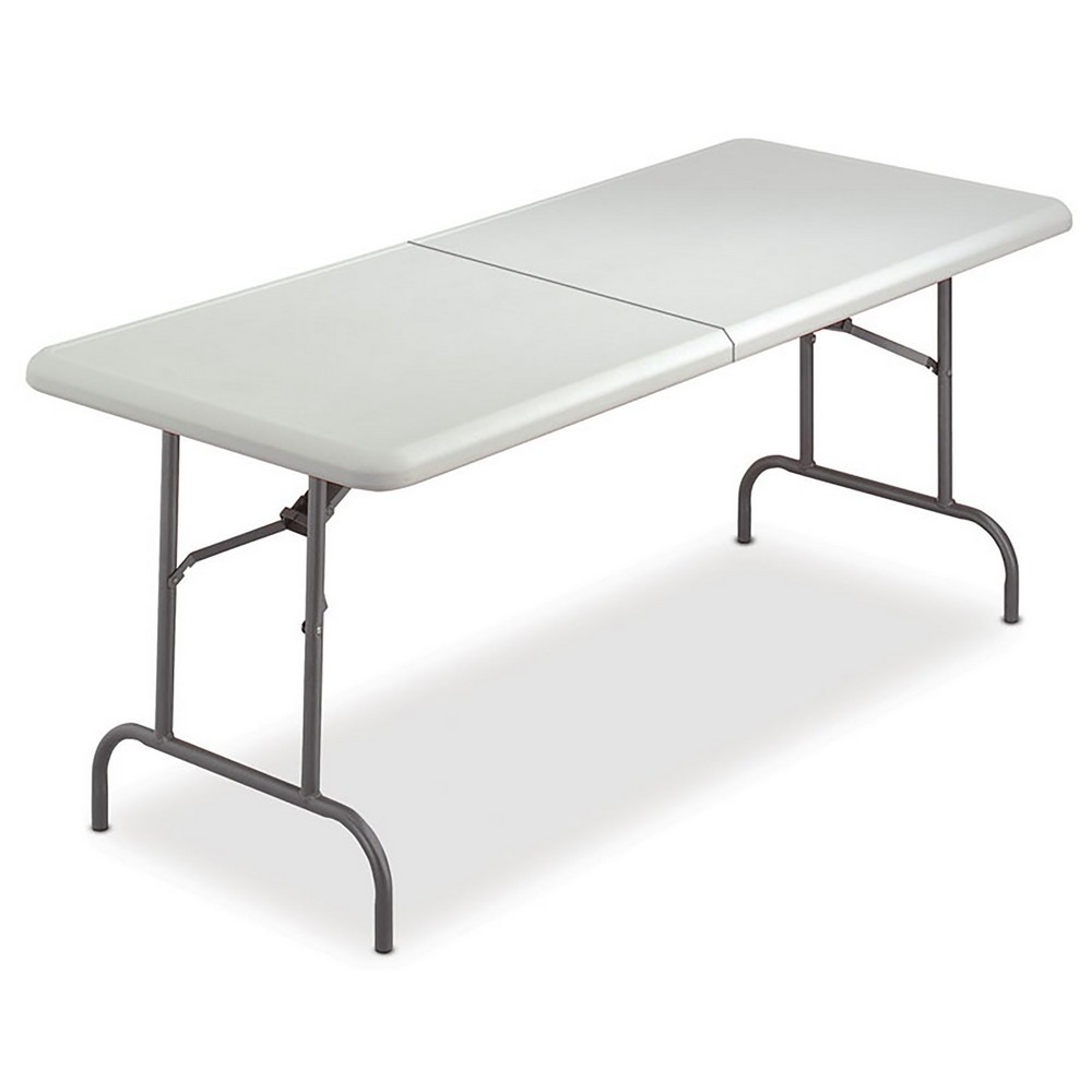 BiFold Folding Table  72 W x 29 H x 30 D  250 lb weight capacity  Platinum Gray 72 x 29 x 30 Platinum 250Pound Capacity