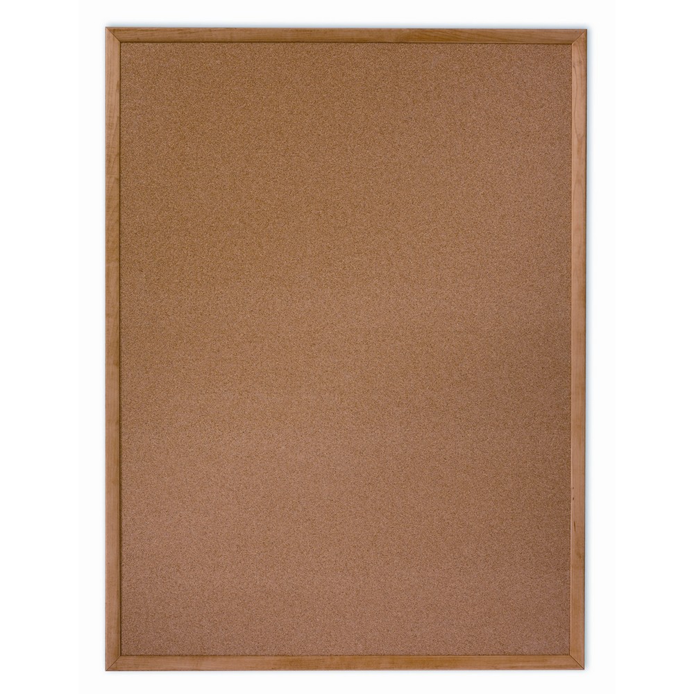 Quartet/SKILCRAFT Natural Cork Bulletin Board  Oak Frame  36 x 12 36 x 12  Cork
