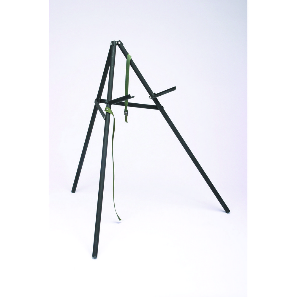 3 legs, 39in Tall when opened up, with a 42in footprintDesigned to strap in a 5gal can