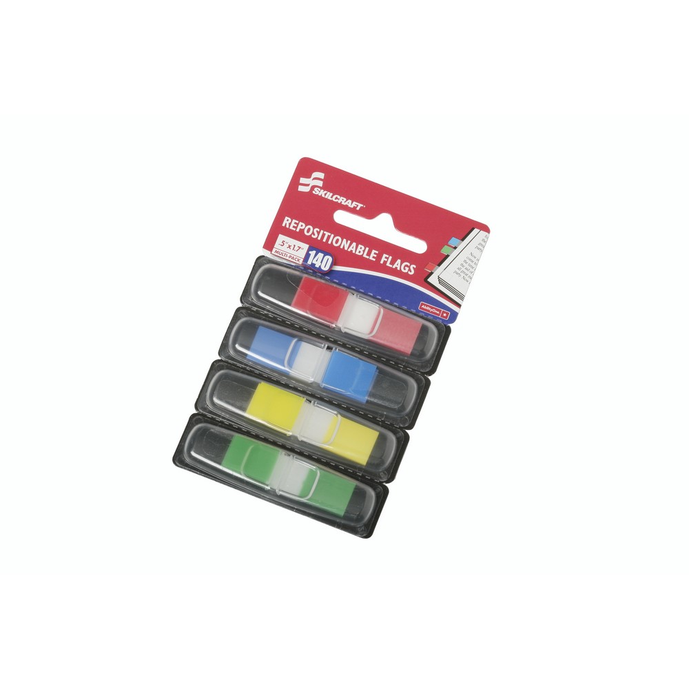 SELF STICK RECTANGULAR FLAG, .5 X 1.7, MULTI PACK (RED/YELLOW/BLUE/GREEN)