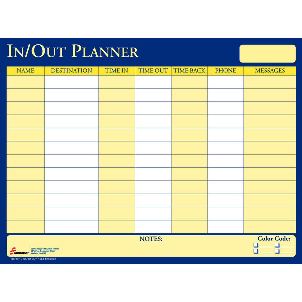 In/Out Erasable Scheduler 2 x 18  Erasable
