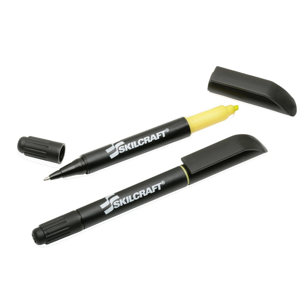 SKILCRAFT RiteNLite Ballpoint Pen and Highlighter 0.7mm Black Medium Point