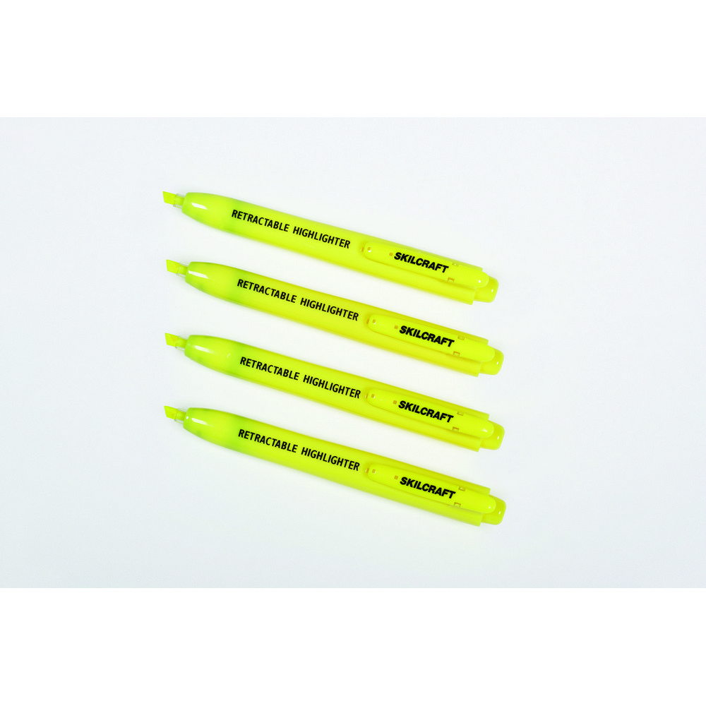 Retractable Chisel Tip Highlighter  4 Pack  Yellow Ink Chisel Tip Yellow Retractable