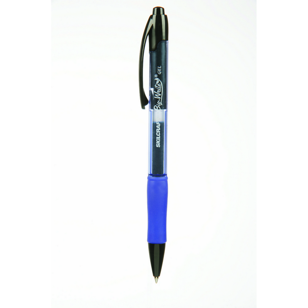 SKILCRAFT BioWrite Retractable Gel Pen  Blue Ink 0.7mm Blue Retractable