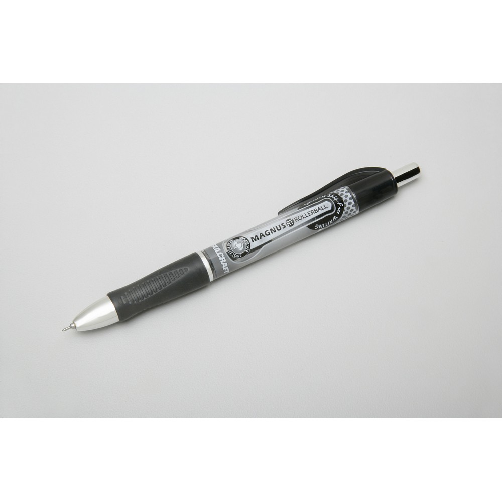 SKILCRAFT Magnus Retractable Rollerball Pen  Micro Point  Black 0.5mm Black Retractable