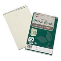 100% PCW SKILCRAFT steno notebooks contain eyeease green paper to reduce glare and eyestrain. Formatted in traditional Gregg style 11/32 wide rulings with red center rule. Green 6 x 9 Gregg Ruled