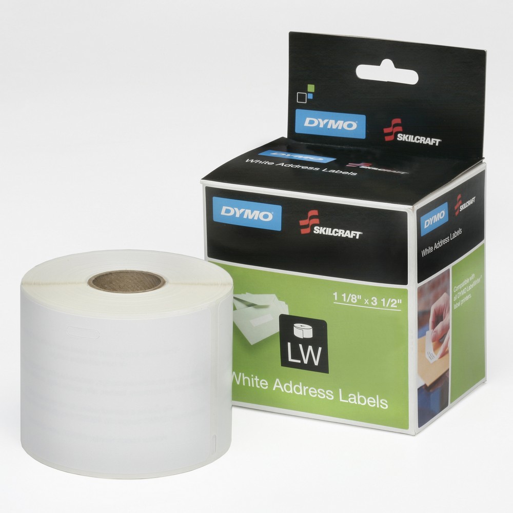 Dymo/SKILCRAFT Address Labels  11/8 x 31/2  Black on White 11/8 x 31/2 White Address Labels  OEM SKU DYM30320