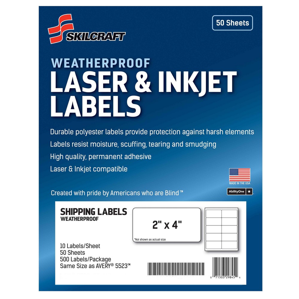 Weatherproof Laser and Inkjet Labels  Shipping  2 x 4 2 x 4 White Shipping