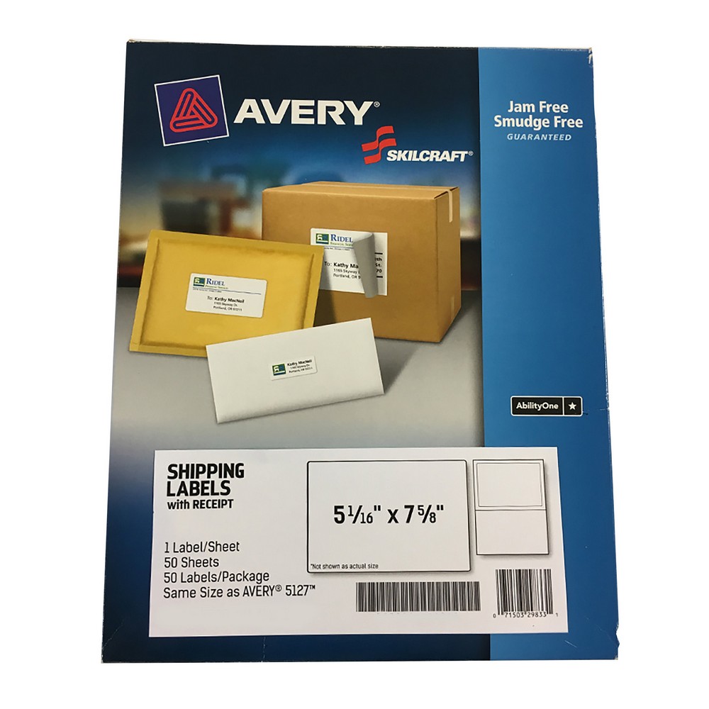 Shipping Label with Receipt 51/16 x 75/8 White