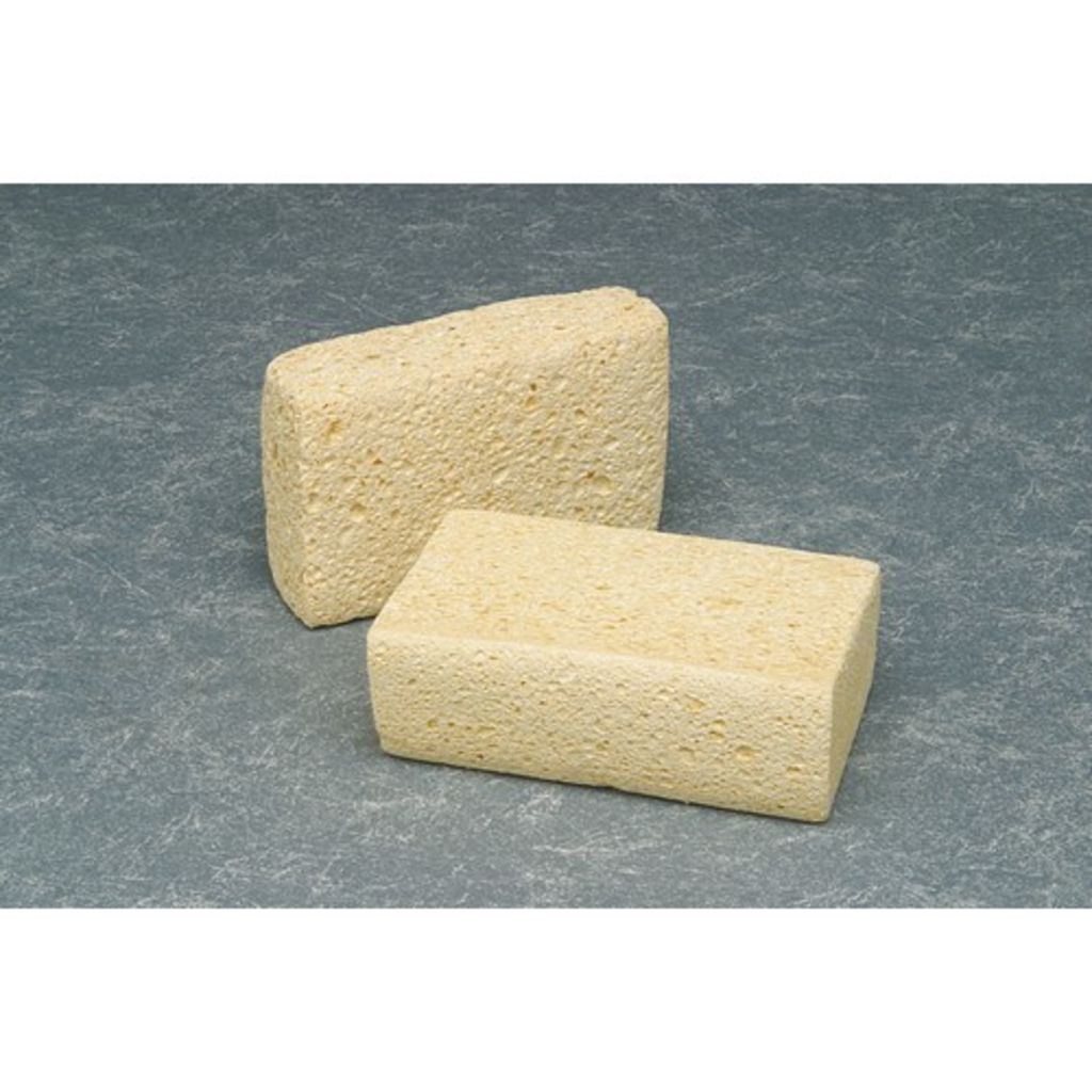 UNCOMPRESSED FORM. THIS DURABLE AND ABSORBENT SPONGE IS INTENDED FOR GENERAL CLEANING WITH COMMERCIAL DETERGENTS, SOAPS AND CLEANING AGENTS. SOFT AND PLIABLE WHEN WET, SPONGE IS MADE OF REGENERATED CELLULOSE. NOT FOR USE WITH SOLVENTS, ACID OR ALKALINE SO