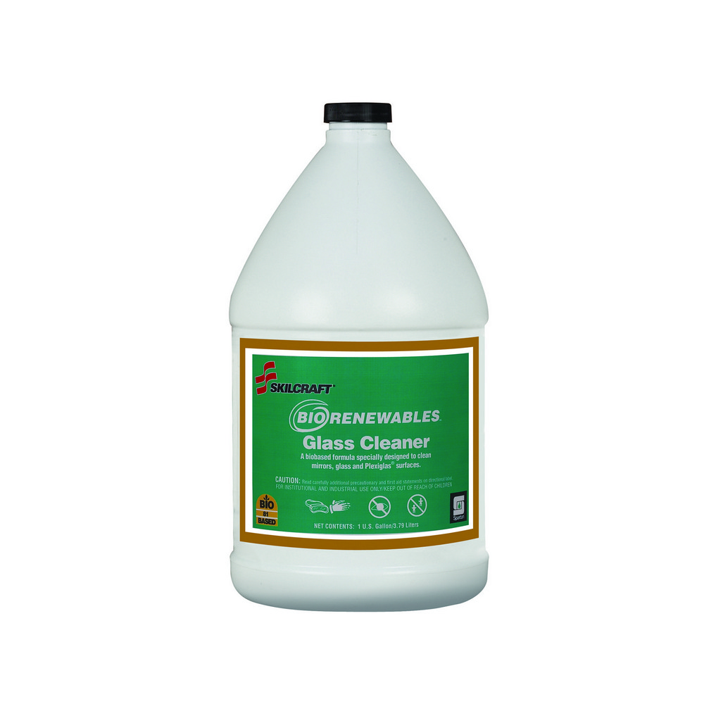 SKILCRAFT Spartan BioRenewables Glass Cleaner  1 Gallon Bottle 1Gallon Blue Glass Cleaner