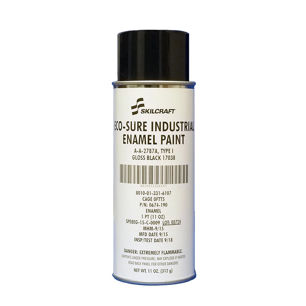 ECOSURE Industrial Enamel Aerosol Paint  Flat Black, 17038  Black Type I  AA2787