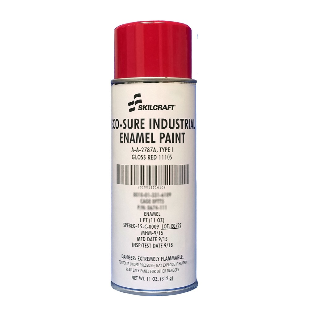 ECOSURE Industrial Enamel Aerosol Paint  Gloss Red, 11105  Red Type I  AA2787