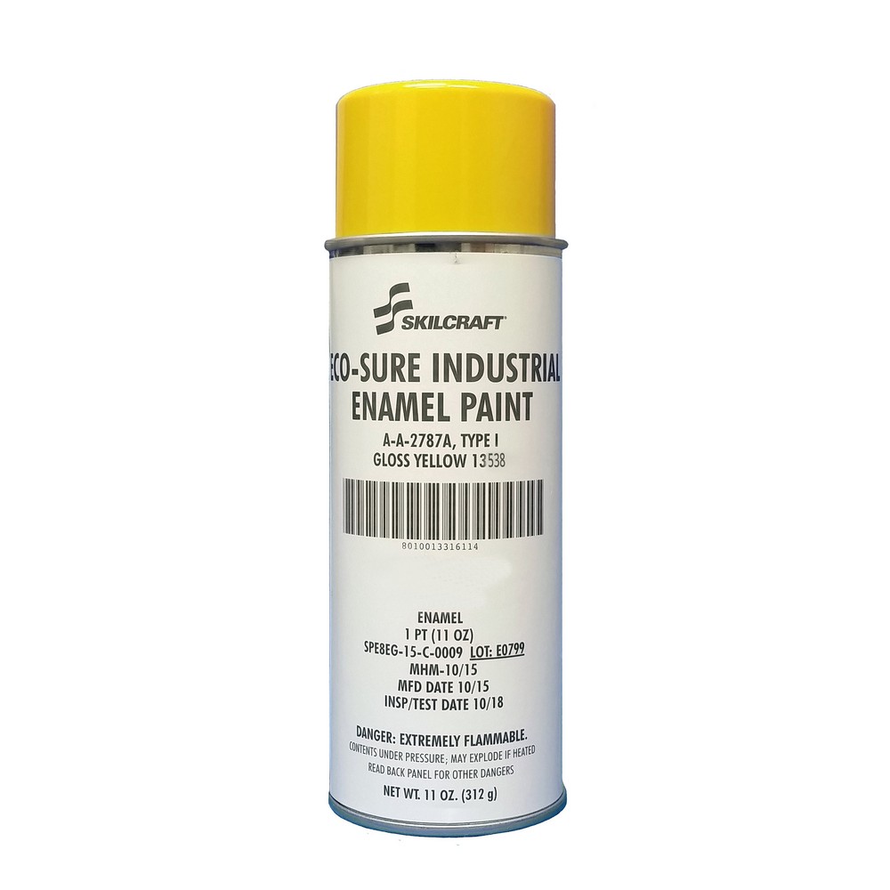 ECOSURE Industrial Enamel Aerosol Paint  Gloss Yellow, 13538  Yellow Type I  AA2787