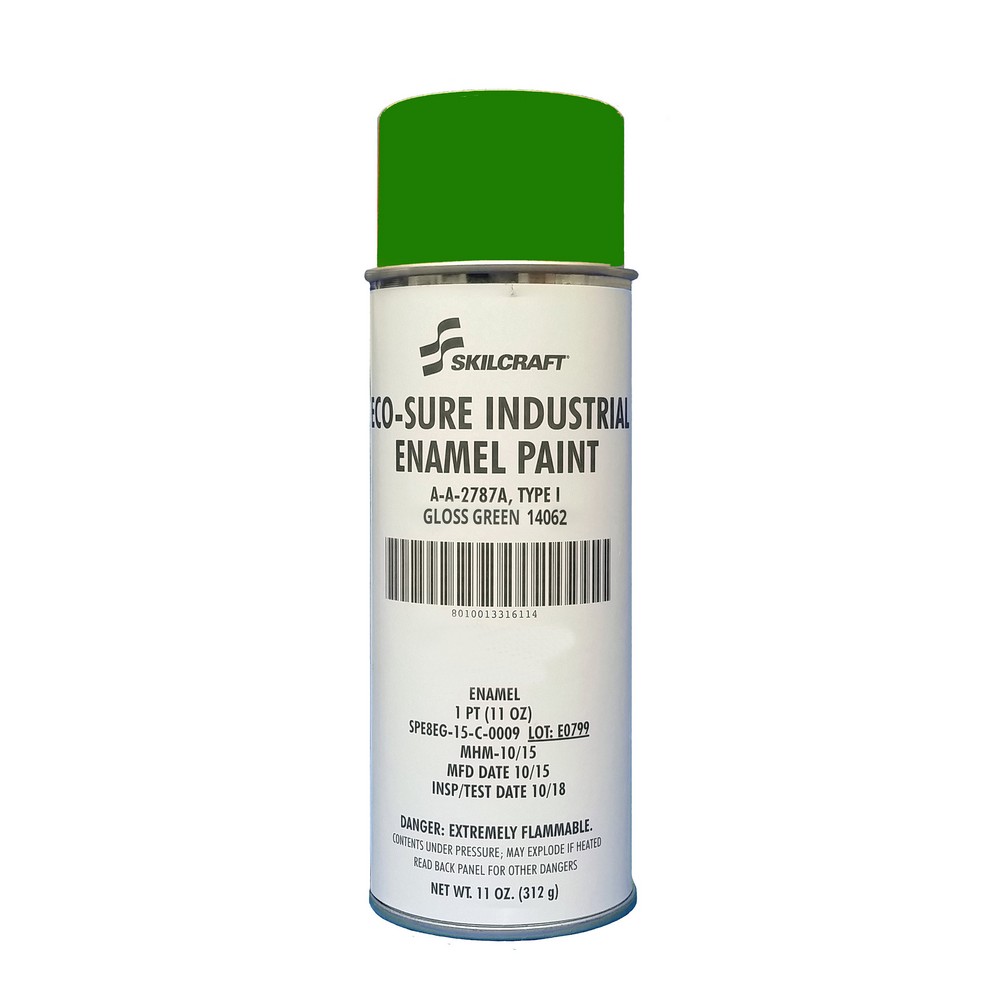 ECOSURE Industrial Enamel Aerosol Paint  Gloss Green  14062  Green Type I  AA2787