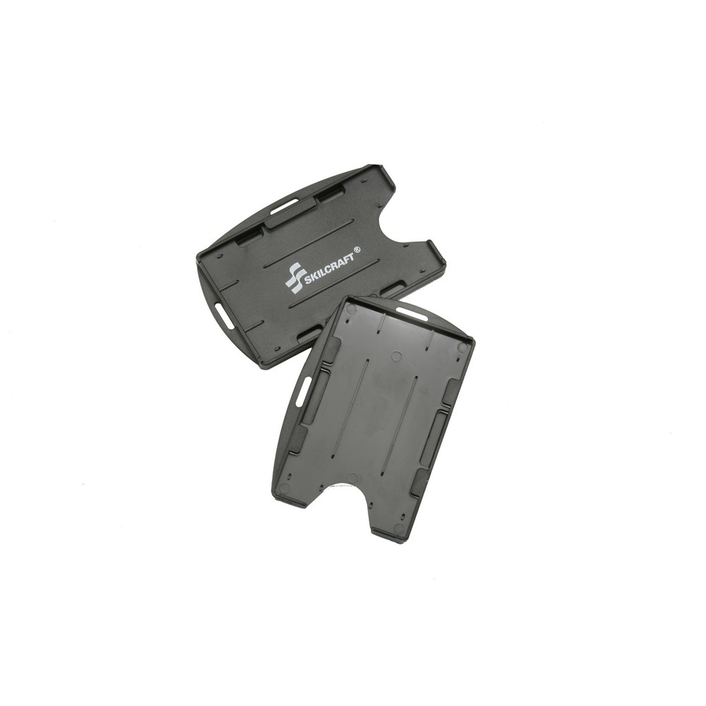 SKILCRAFT Dual Sided ID Holders  No Lanyard  Black  Black
