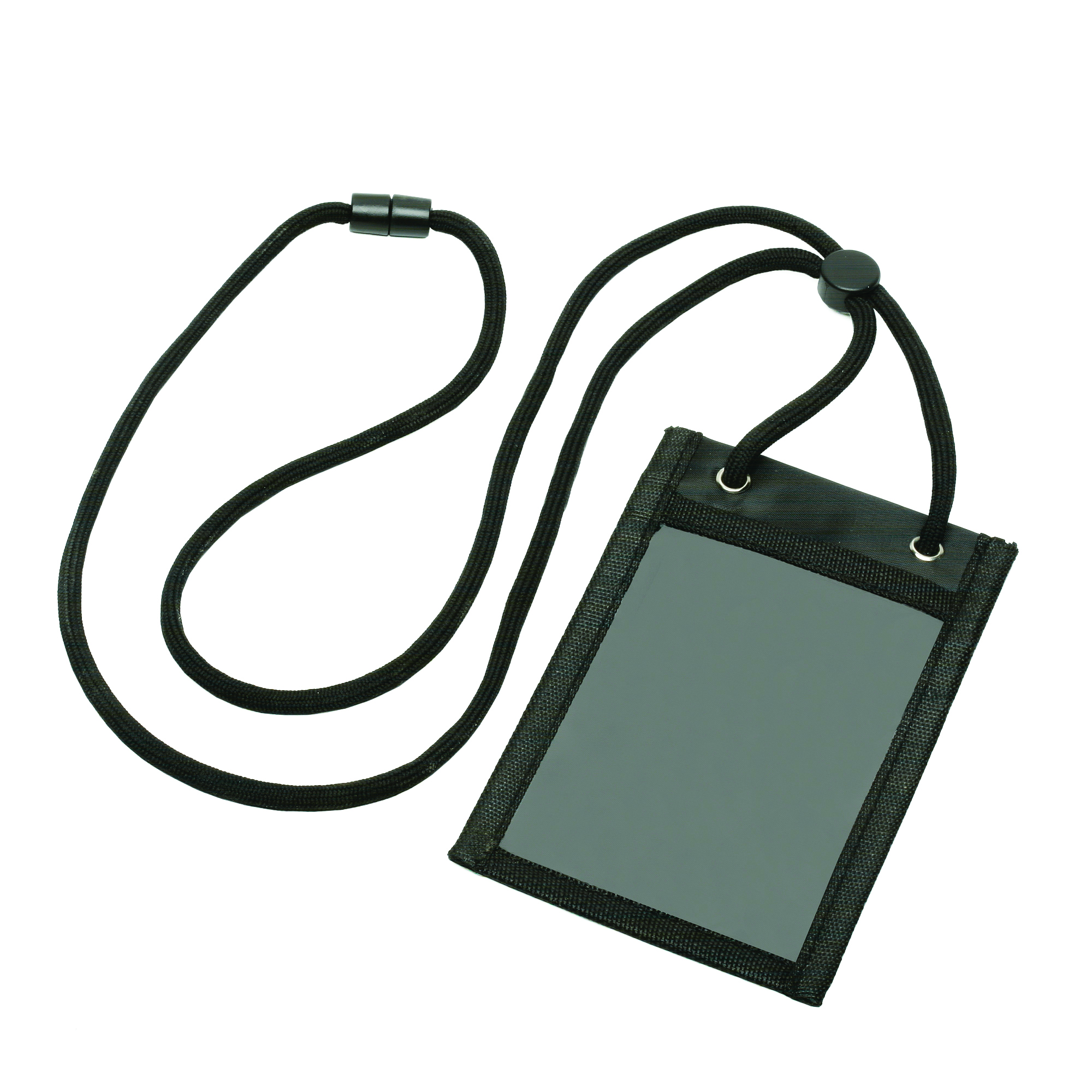 Credential Holder, Vertical, Cord Lanyard, Black