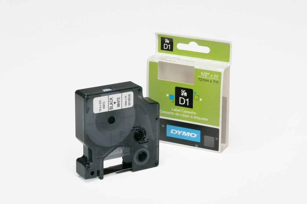 TAPE, LABEL, BLACK ON WHITE, 1/2 X 24