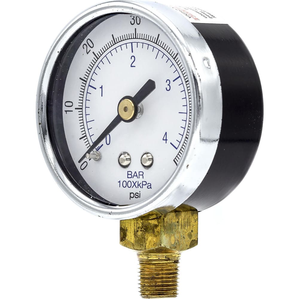 PIC GAUGES Pressure Gauges; Gauge Type: Utility Gauge ; Scale Type: Dual ; Accuracy (%): 323% ; Dial Type: Analog ; Thread Type: NPT ; Bourdon Tube Material: Bronze