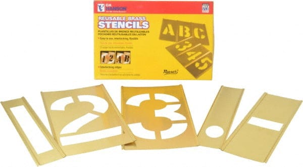 C.H. HANSON 14 Piece, 6 Inch Character Size, Brass Stencil