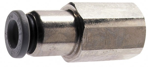 NORGREN 1/8 Tube OD, 1/8 NPTF Brass PushtoConnect Tube Female Connector
