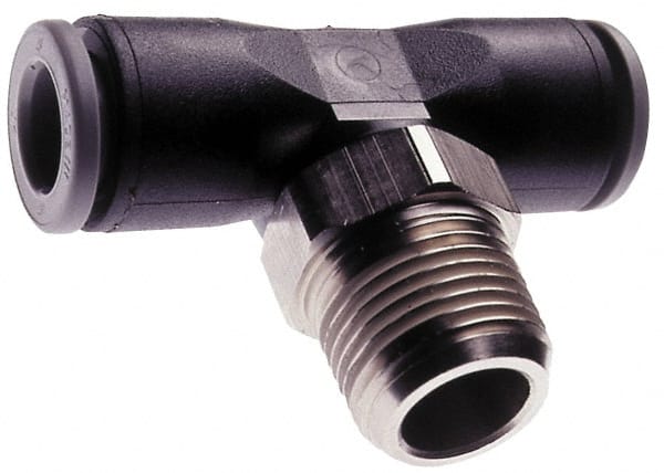 NORGREN 6mm Tube OD, 1/4 BSPT Brass PushtoConnect Tube Male Swivel Branch Tee