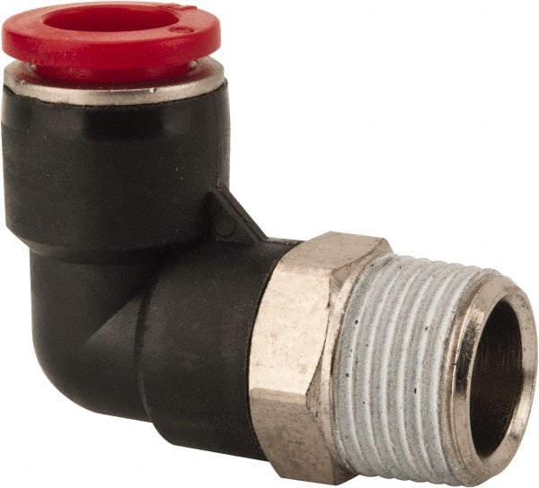 NORGREN 10mm Tube OD, 3/8 BSPT Brass PushtoConnect Tube Male Swivel Elbow