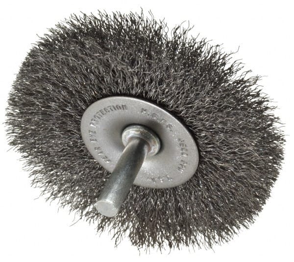 MSC INDUSTRIAL 3 OD, 1/4 Shank Diam, Crimped Steel Wheel Brush