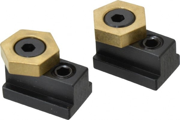 MITEE-BITE 13/16 Brass Hex, 1/2 TSlot, 3/816 Stud Thread, Symmetrical Hex Clamp