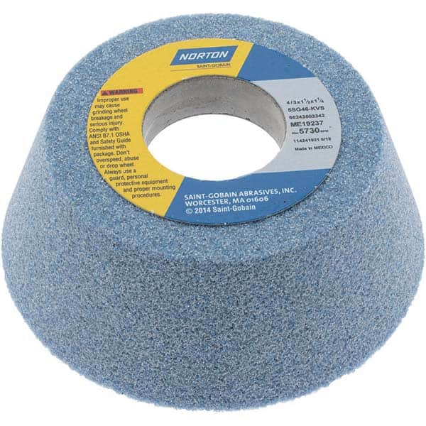 NORTON 4 Diam, 11/4 Hole Size, 11/2 Overall Thickness, 46 Grit, Type 11 Tool & Cutter Grinding Wheel