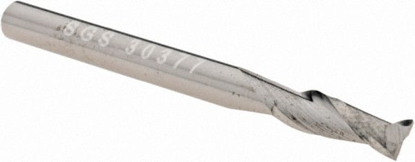 SGS 1/8, 3/8 LOC, 1/8 Shank Diam, 11/2 OAL, 2 Flute, Solid Carbide Square End Mill