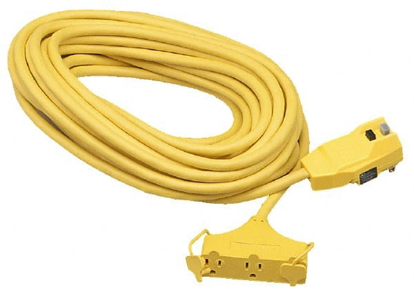 SOUTHWIRE Power Cords; Cord Type: Extension Cord ; Overall Length (Feet): 25 ; Cord Color: Yellow ; Amperage: 15 ; Voltage: 120 VAC ; Wire Gauge/Number of Conductors: 12/3