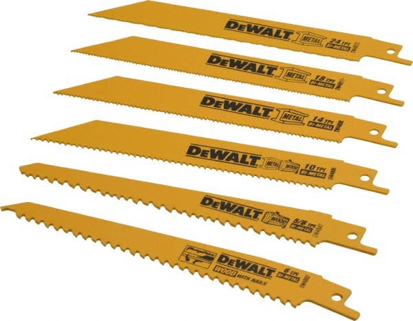 DEWALT 6 Piece, BiMetal Reciprocating Saw Blade Set