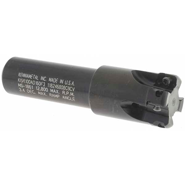 KENNAMETAL 1 Cut Diam, 0.357 Max Depth, 3/4 Shank Diam, Weldon Shank, 121.41mm OAL, Indexable SquareShoulder End Mill