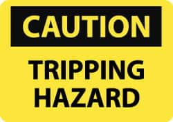 NMC Caution Tripping Hazard, 10 Long x 14 Wide, PressureSensitive Vinyl Safety Sign