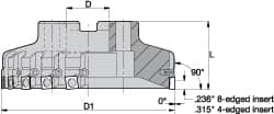 KENNAMETAL 6 Cut Diam, 2 Arbor Hole Diam, 0.361 Max Depth, Indexable SquareShoulder Face Mill