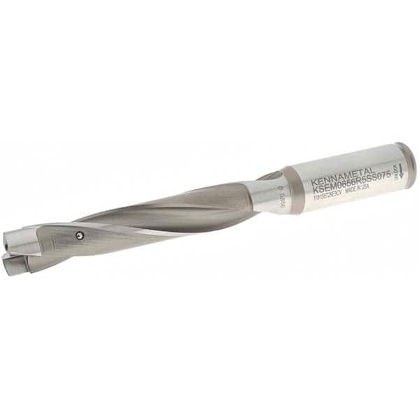 KENNAMETAL 16.67 to 17.17mm, 5xD, 90mm Max Depth, 3/4 Shank Diam, 110.28mm Flute, 165.1mm OAL, ReplaceableTip Drill