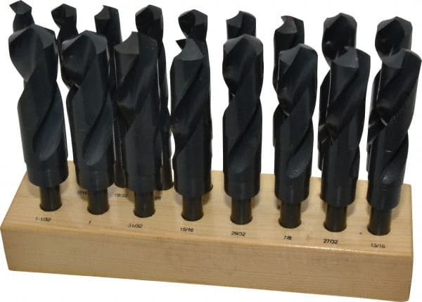 MSC INDUSTRIAL 17/32 to 11/32, 118&deg; Point, Oxide Finish, High Speed Steel Reduced Shank Drill Bit Set