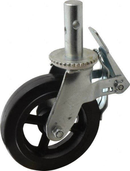 FAIRBANKS 91/2 Diam x 2 Wide, Rubber Molded on 70 Durometer Swivel with Brake Double Braking Lock Design Caster